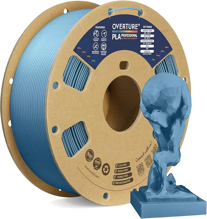 OVERTURE PLA Plus (PLA+) Filament 1.75mm, Stronger & More Durable, Professional Toughness 3D Printer Filament 1kg (2.2lbs), High Precision +/- 0.02mm, Tangle-Free (Gray Blue)