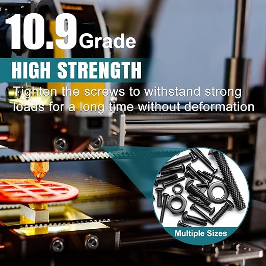 mxuteuk 3032PCS Machine Screws Assortment Kit,#6#8#10 M2 M3 M4 M5 SAE & Metric Screws Assortment Kits,10.9 Alloy Steel Hex Socket Button Head Bolts Nuts Washers Set Suitable for 3D Printer,DIY