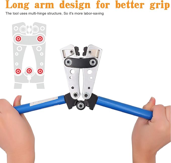 Battery Cable wire Lug Crimping Tool for AWG 8-1/0 terminals with Cable Cutter and 20PCS Tubular Ring Terminal Connectors and 20PCS 3:1 Dual Wall Adhesive Heat Shrink Tubing