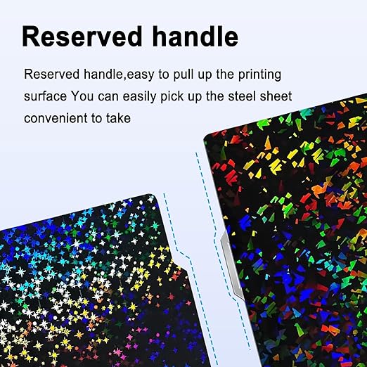 257x257mm PEF+PEY Holographic Build Plate for Bambu Lab X2D/P2S/A1/X1C/X1/X1E/P1P/P1S, Rainbow Confetti PEF+Galaxy PEY Spring Steel Plate Print Bed for Bambu Labs 3D Printer