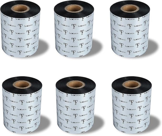 6 Rolls 3.27" x 1476' Premium Enhanced Wax Thermal Transfer Ribbon, 83mm x 450m Black Industrial Barcode Label Printer Ribbon - Compatible with Zebra, TSC, GoDex, Citizen, 1" Core