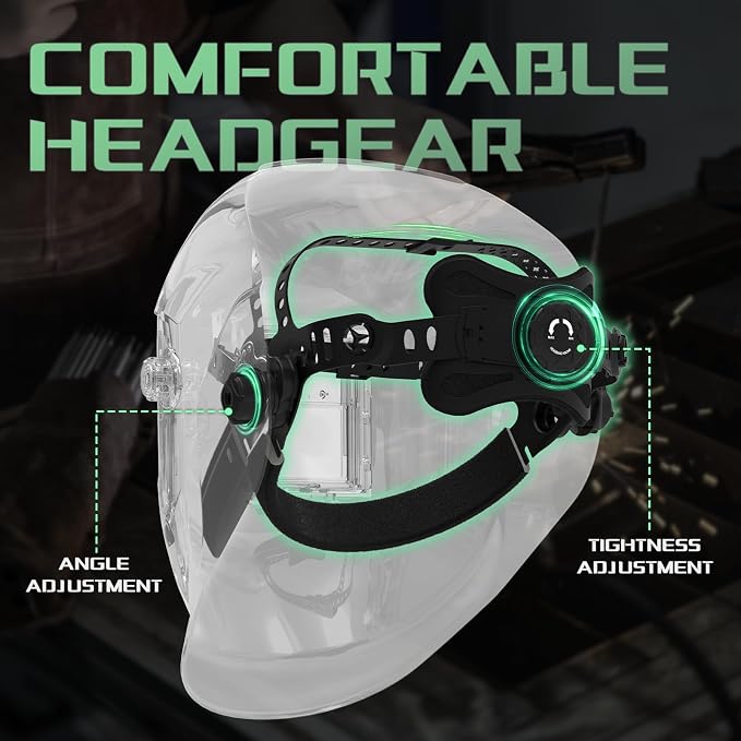 1/1/1/1 Large Viewing Auto Darkening Welding Helmet True Color Solar Powered Weld Hood Wide Shade 4/9-13 for TIG MIG Arc