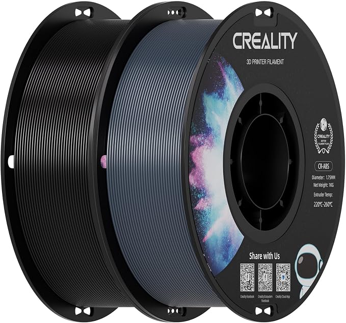 Creality 2 kg Black & Gray ABS Filament 1.75mm, 3D Printer Filament Bundle, Excellent Resistance, Odorless Non-Toxic, Stability, Tough (Black & Gray)