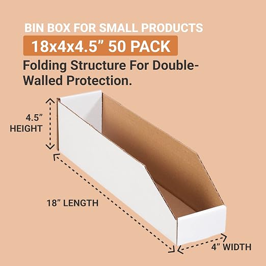 AVIDITI Shipping Boxes Medium 4"L x 18"W x 4.5"H, 50-Pack, Corrugated Cardboard Box for Packing, Shipping and Storage