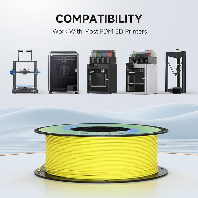 YOUSU Matte PLA Filament 1.75mm, 3D Printer Filament Dimensional Plastic Spool 3D Filament, Accuracy +/- 0.02mm, Higher Toughness, No Clogging, Higher Toughness, 1kg Light Yellow