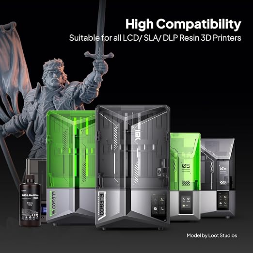 ELEGOO ABS-Like Ultra Resin with Extra Strength and Toughness, Compatible with MSLA/DLP/LCD Resin 3D Printer, Perfect 3D Printer Resin for Tool Application, Clear Green 2000g
