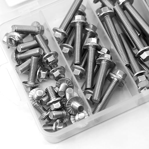 112PCS M6 Stainless Steel 304 Flanged Hex Head Bolts and Nuts kit 10mm 20mm 30mm 40mm 50mm
