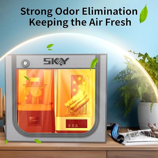Large Resin 3D Printer Enclosure with Ventilation Kit LED Light, 3D Printer Vented Enclosure Tent Cover Eliminate Odors Dustproof Isolate Noise Compatible with LCD Resin UV 3D Printer 33*18.9*28.7Inch