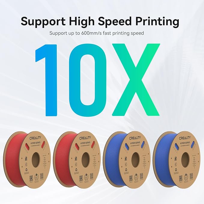Creality Hyper PLA Filament 1.75mm, 30-600mm/s High Speed 3D Printer Filament, Dimensional Accuracy +/-0.02mm, Fit Most FDM 3D Printers, 4 Pack 1kg Spool(2.2lbs), Red & Blue