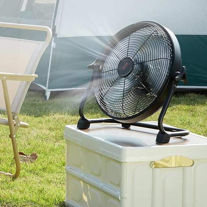 VEVOR 16'' Rechargeable Floor Fan, Portable Quiet Personal Fan for Home or Office, 360 Degree Manual Pivoting Head, Stepless Speed Regulation High Velocity, Heavy Duty Metal Industrial Cordless Fans