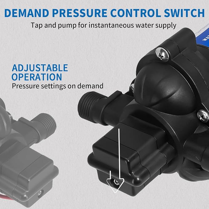 110V AC Water Pressure Booster Pump for RV,45PSI 4GPM Camper Transfer Pump with Plug,On Demand 3-Chamber Self-Priming Water Pump with Filter for Marine Yacht Caravan Garden Hose Bathroom
