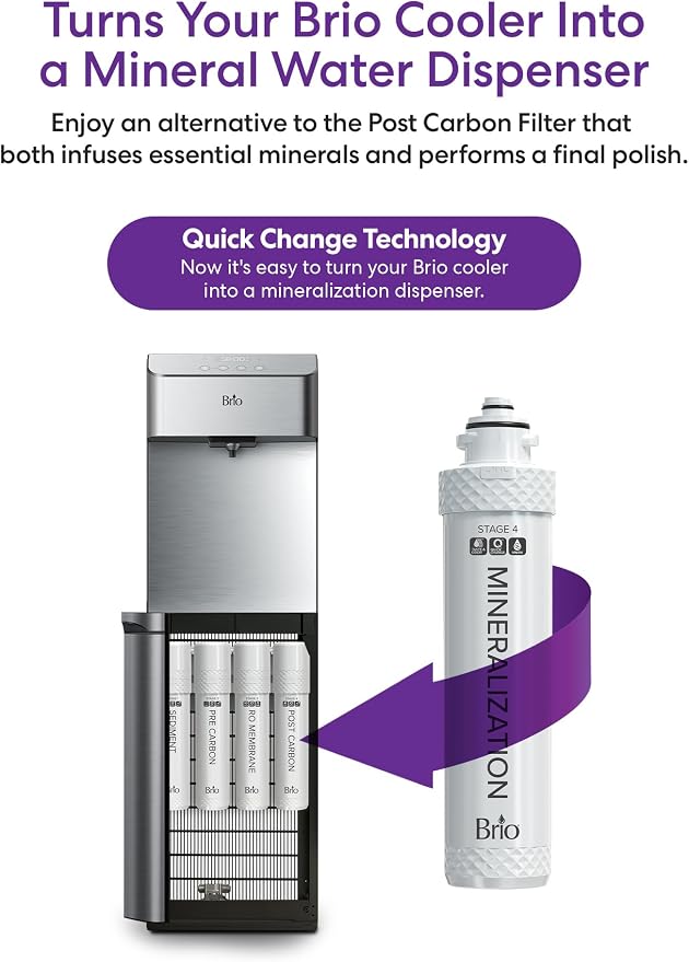 Brio Stage 4 Mineralization Filter, Restores Essential Minerals to RO-Purified Water, Mineralizing Alternative to Brio Stage 4 Post Carbon Filter