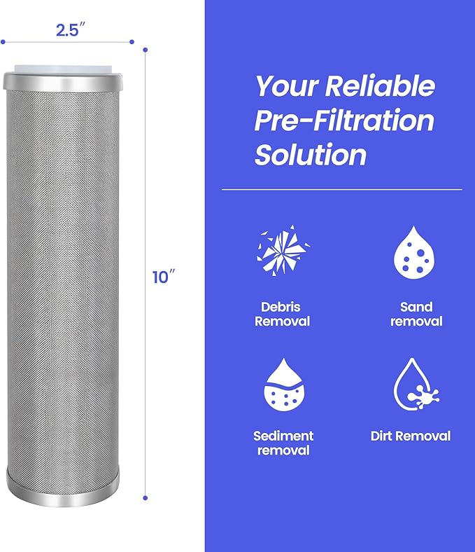 Stainless Steel Cleanable Wire Mesh Filter Cartridge 10”Length,2.5"OD(200 Micron)