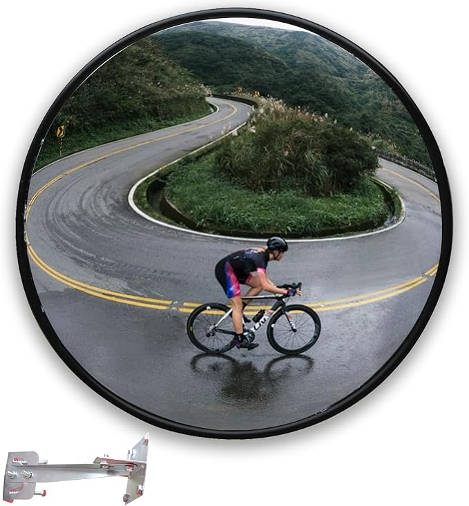 18 inch Black Security Mirror, Corner Security Blind Spot Mirror with Adjustable Wide Angle View for Garage,Warehouse,Parking Indoor Use