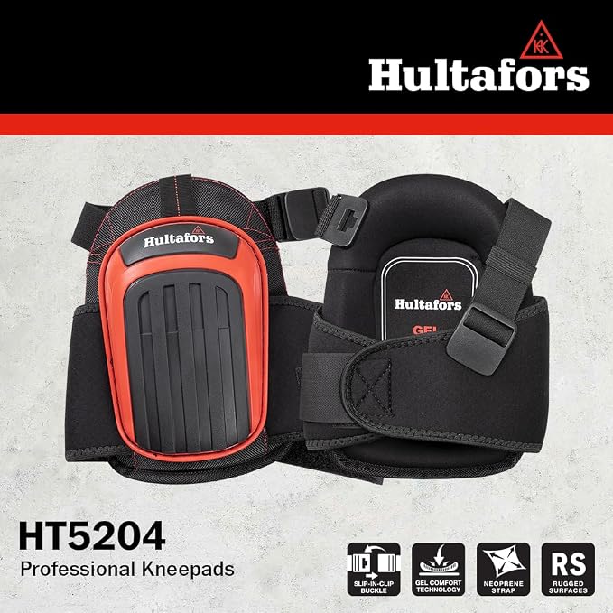 Hultafors Work Gear HT5204 Professional Gel Kneepads for Work with Thick Layered Gel Cushion, High Densisty Closed-Cell Foam and Neoprene Padding, Non-Skid, Neoprene Strap