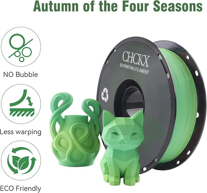 Matte Rainbow PLA 3D Printer Filament, 1.75mm, 1KG Spool (2.2lbs),Gradient Filament for Most FDM 3D Printers, Summer Green