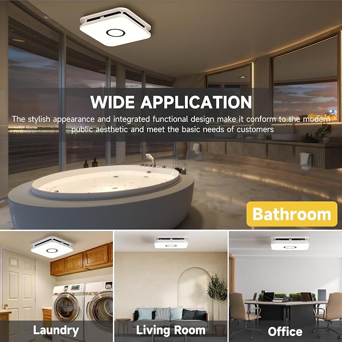 OFANKU 2-in-1 Bathroom Exhaust Fan with Light, 32W Quiet Vent Fan - 130 CFM & 1.5 Sones, 1200lm LED Light - 3000K/4000K/5000K Adjustable, Easy to Install, Bathroom Fans for Home, Bath, Hotel, Etc.