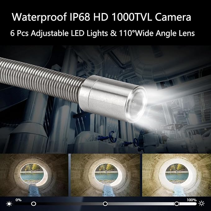 0.67inch/17mm Sewer Camera Head Accessories,6 Pcs Adjustable LED Lights,Waterproof IP68 for Pipe Drain Endoscope Camera Replacement with Protective Cover