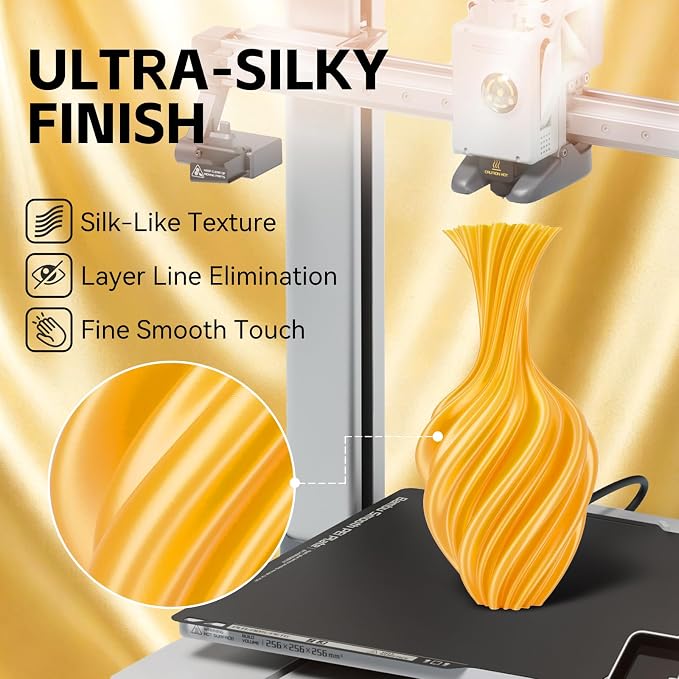 Kingroon Silk PLA 3D Printer Filament, Dimensional Accuracy +/- 0.03 mm, 1 kg Spool(2.2lbs), PLA Shiny Filament 1.75 mm (Gold)