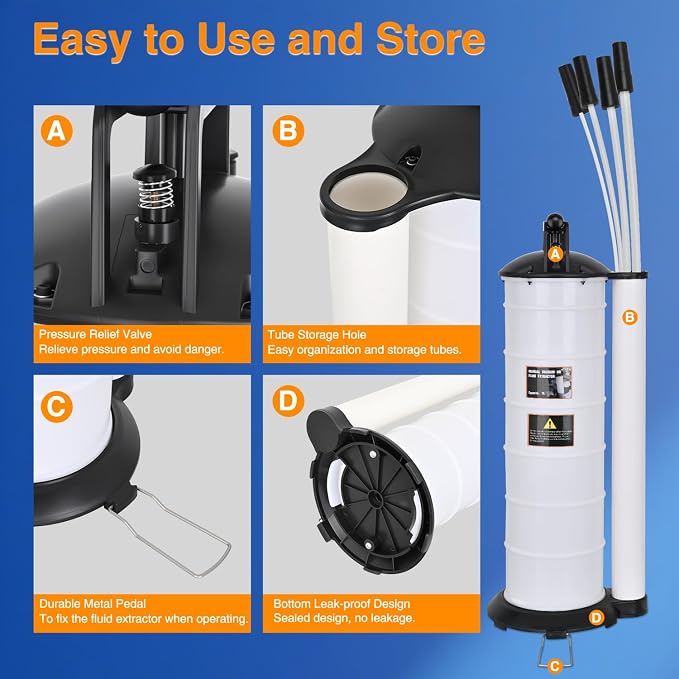 GOOACC Oil Extractor Pump for Oil Change Vacuum Pump 7L Manual Fluid Extractor Tools Kit with 4 Tubes and Storage Hole Oil Suction Pump Extractor for Automotive Boats Fluid Vacuum Evacuation Transfer