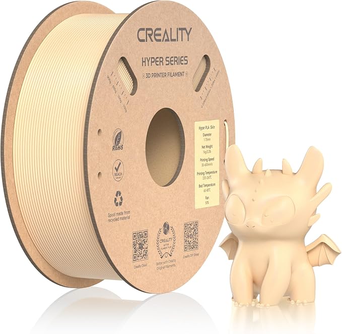 Official CREALITY Hyper PLA Filament 1.75mm, High Speed PLA 30-600mm/s Rapid 3D Printer Filament, Dimensional Accuracy +/-0.02mm, Stronger Toughness, Fit Most FDM 3D Printers，1KG(2.2lbs) Spool Skin