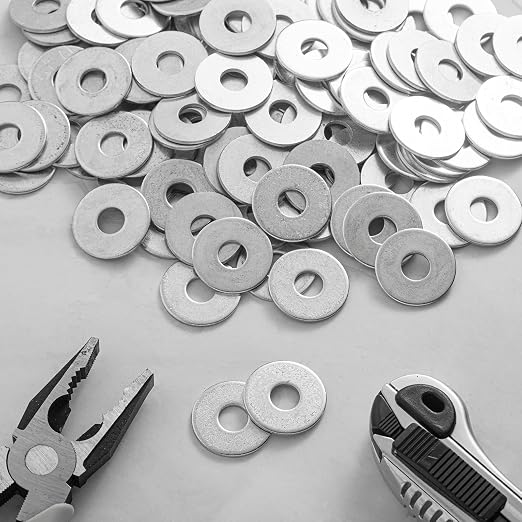 Yaocom 400 Pieces 1/4" x 1-1/4" Zinc Fender Washers Thickness 1mm Fender Washers for Wood and Wet Environment