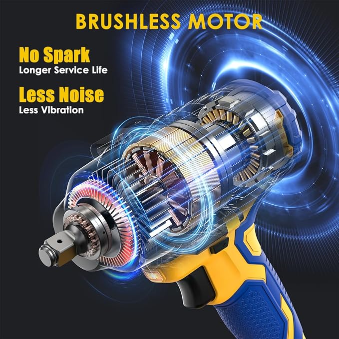 Cordless Impact Wrench for DEWALT 20V Battery | 1/2 Inch Brushless Motor High Torque Power Impact Gun, 1000 Ft-lbs(1360NM), 3-Mode Speed, LED Light(Bare Tool Only)