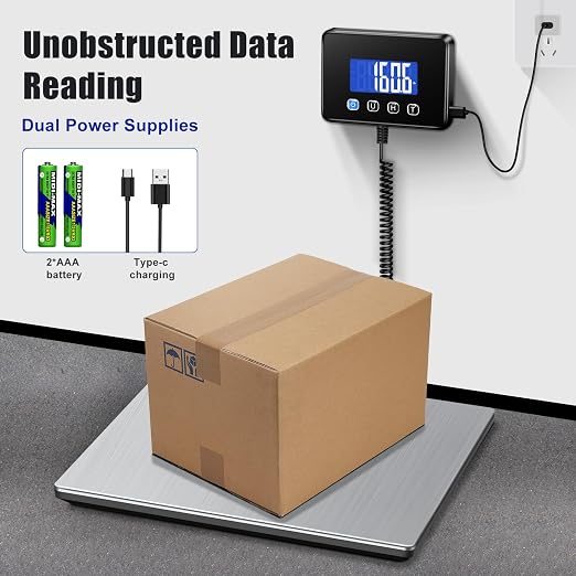 KUAIVO Shipping Scale, 660lbs Heavy Duty Digital Postal Scale for Packages, 0.7oz High Accurate Postage Scale for Small Business, Luggage, Home Use, Battery & Charging Cable Include