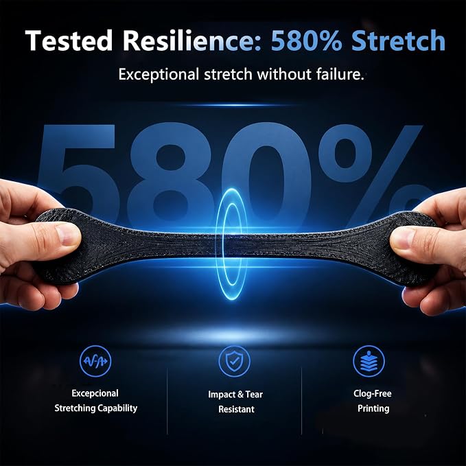 Siraya Tech Flex TPU Filament - 85A Shore, ISO 10993, High Flexibility & Toughness, High Flow & Speed, Easy to Print, Moisture-Resistant Aluminum Bag - Ideal for Footwear, Protective Gear (Black, 1kg)