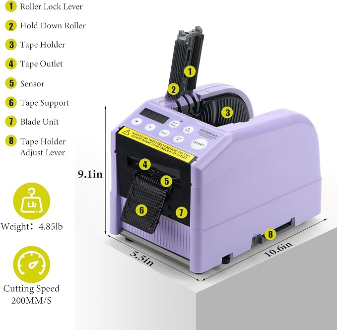 Upgraded Ribbon Cutting Machine, Automatic Tape Dispenser,5-999 mm Length Precision Cutting, for Shopping malls, Schools, Restaurants, Factories, Warehouses, and Home use