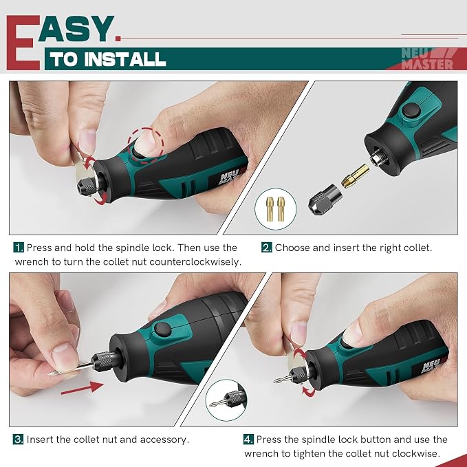 NEU MASTER 180W Rotary Tool Kit with 160 Accessories, 6-Speed Corded Rotary Tool Set 10000-35000 RPM with Flex Shaft, Electric Engraving Tool for Grinding Sanding Carving Polishing Drilling DIY