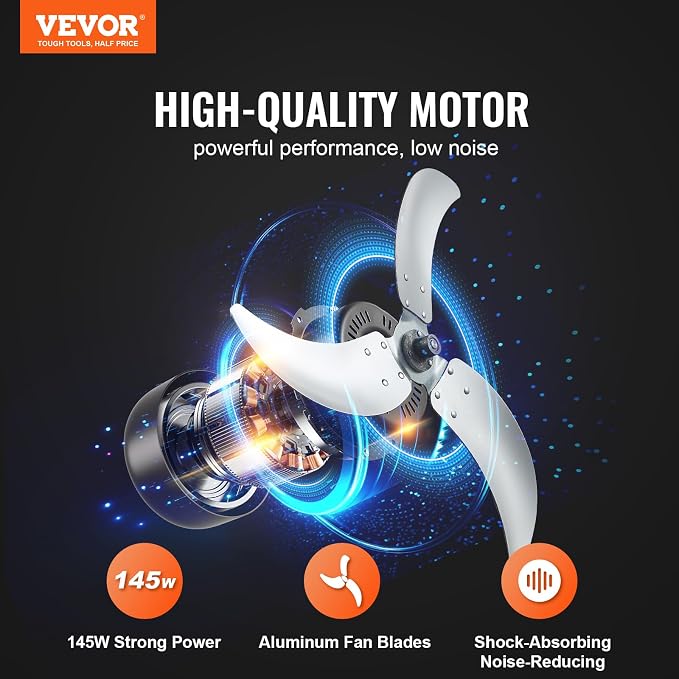 VEVOR 24" Industrial Drum Fan, 8700 CFM High Velocity Floor Fan with 3-Speed Control, 360° Tilt & 0-2h Timer for Warehouse, Workshop, Factory, Basement