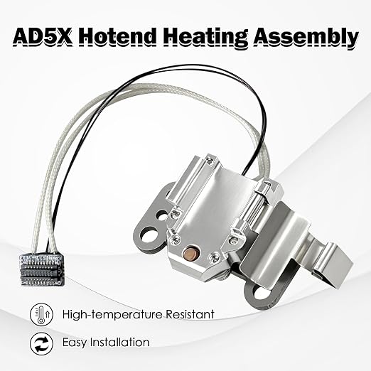Hotend Heating Assembly Kit for AD5X Heat Resistant Heating Component with Base Clip Heater Cartridge Thermistor Temperature Sensor for Flashforge AD5X 3D Printer Accessories