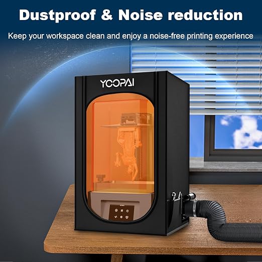 Multifunctional Resin 3D Printer Enclosure with Ventilation Kit & LED Light, 3D Printer Vented Enclosure Tent Eliminate Odors Dustproof Isolate Noise for Anycubic Elegoo LCD Resin UV 3D Printers