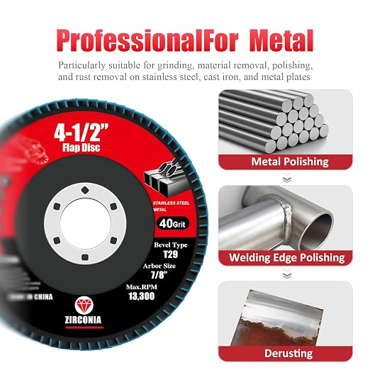 30 Pack Flap Discs 80 Grit, 4 1/2" x 7/8" for Angle Grinder,Type 29 Zirconia Grinding Wheel for Metal,Wood,Stainless Steel, Sheet Metal