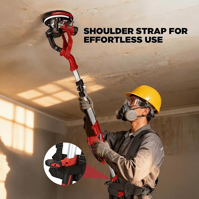 Drywall Sander with Vacuum Dust Collector, 1200W 5 Variable Speed 800-2100RPM Upgraded Popcorn Ceiling Removal Tool, Lijadora Para Drywall Popcorn Ceiling Remover with Extendable Handle