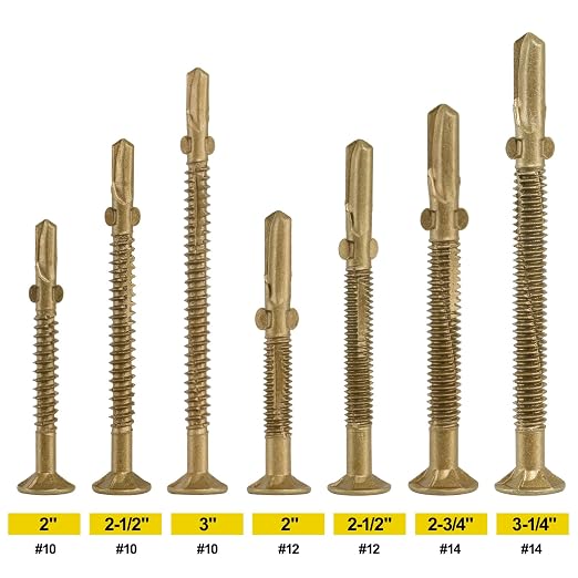 FMhotu #14 x 4 Trailer Deck Screws, Self-Tapping Sheet Wood Metal Screw, 130Pcs T25 Star Bits Reamer Tek Screws for Trailers, for Attaching Wood to Steel