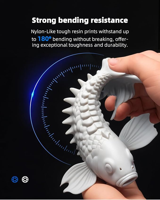 Inslogic Nylon-Like Tough 3D Printer Resin, High Impact Resistance & Flexibility for LCD, DLP, SLA Resin 3D Printers, Durable, Low Shrinkage, 365-405nm UV-Curing Resin for Functional Parts, 1kg, Black