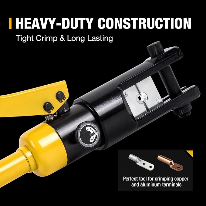 14T Hydraulic Crimping Tool 6AWG-500MCM Cable Crimping Tool 0.87 inch Stroke Hydraulic Lug Crimper Electrical Terminal Crimper with 10 Pairs of Die Sets, YQK-240