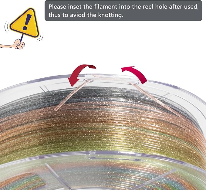 iSANMATE Clear PLA 3D Printer Filament, Transparent Rainbow Glitter Filament, PLA+, 1KG/Spool