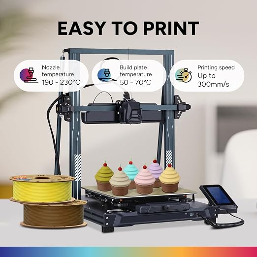 OVERTURE Matte PLA 1.75mm, Low Warp & Smooth Finish 3D Printer Filament | Frosted Matt Finish Hides Layer Lines, 1kg Spool (2.2lbs) Cardboard Spool, Fit Most FDM Printer (Matte Yellow)