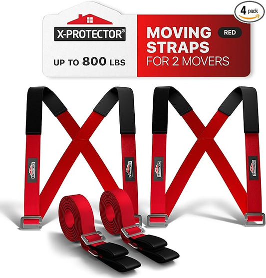 X-Protector Moving Straps - 2 Pairs - Lifting Straps for 2 Movers - Furniture Moving Straps to Move Furniture Easily and Safely - Perfect for Lifting and Moving Equipment, Appliances, Heavy Objects!