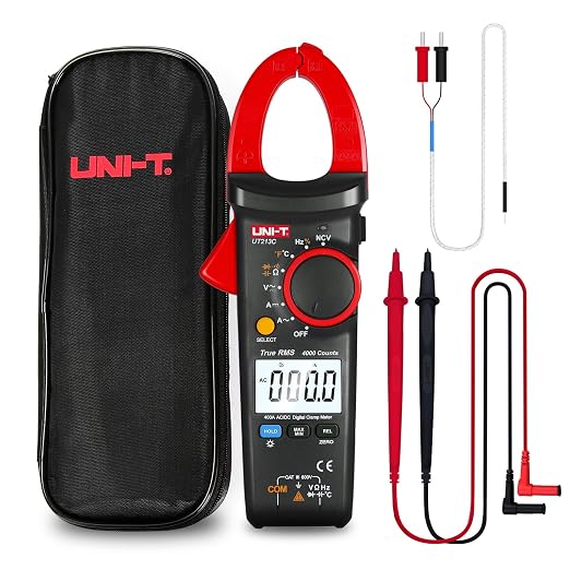UNI-T Clamp Meter UT213C AC DC Amp Meter Clamp Multimeter Tester 400A TRMS Auto Ranging 4000 Counts HVAC Voltmeter Frequency Ohmmeter Capacitor Tester Temperature Continuity Tester Diode