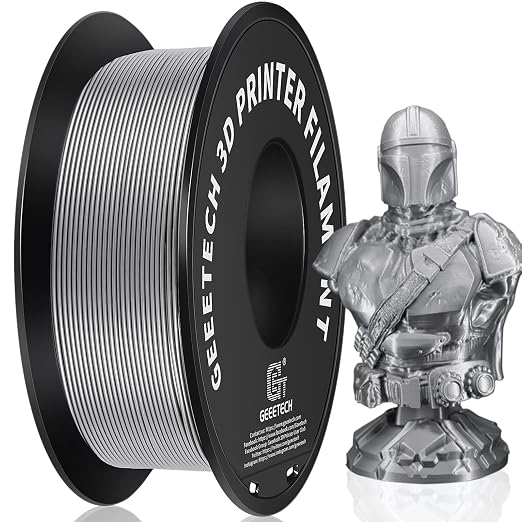 Geeetech Silver Filament, PLA Filament 1.75mm 1kg Spool (2.2lbs), Dimensional Accuracy +/- 0.02 mm, 3D Printing Filament Fit Most FDM Printer, New Silver