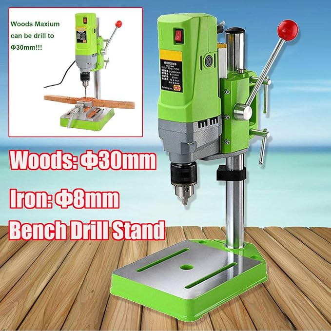 Bench Drill Stand 710W Mini Electric Bench Drilling Machine Drill Chuck 1-13mm, 6-Speed Mini Drill Press Machine with Cast Iron Base, 0-2800RPM, for DIY, Woodworking, Metal, Jewelry Making
