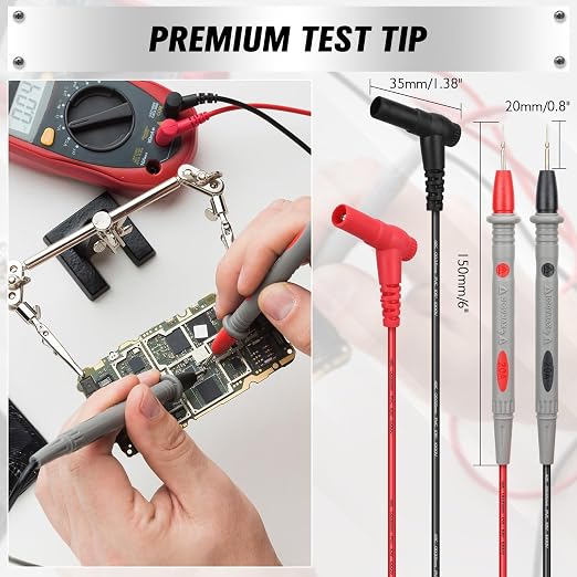SWANLAKE 11-Piece Multimeter Test Leads Set, CAT III 1000V 20A Multimeter Probes with Alligator Clips, Needle Probe, Banana Plug to Hook Clip, Soft PVC Volt Meter Lead