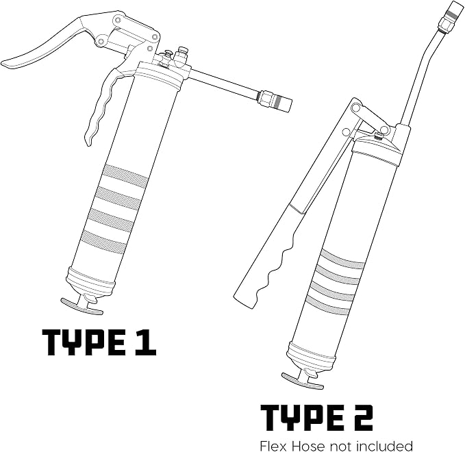 Powerbuilt Mini Pistol Grip Grease Gun with 6 Inch Extension Pipe Attaches at 0 or 90 Degrees, Push Button Air Bleeder Valve; Uses Standard 3 Ounce Cartridges - 648755