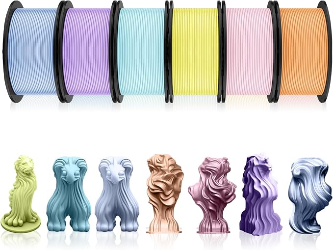 Pangda 3D Printer Filament Pla Bundle 1.75mm Multicolor, ±0.02mm Dimensional Accuracy, 3D Printing Filament for DIY Projects, Holiday Crafts(6 kg,Pastel Color)