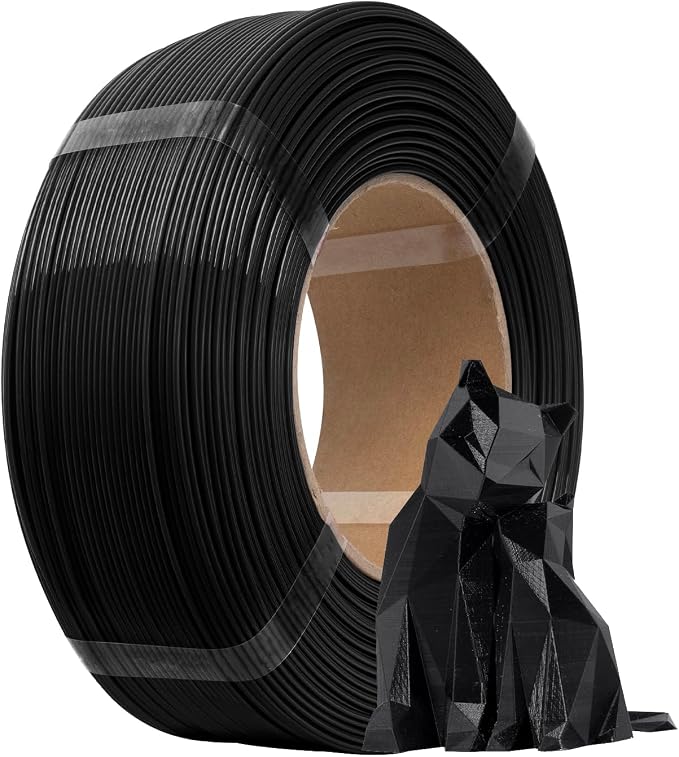 eSUN PLA+ Refilament 1.75mm, 3D Printer Refill PLA Plus, Dimensional Accuracy +/- 0.03mm, 1KG Spoolless 3D Printing Filament for 3D Printers, Black