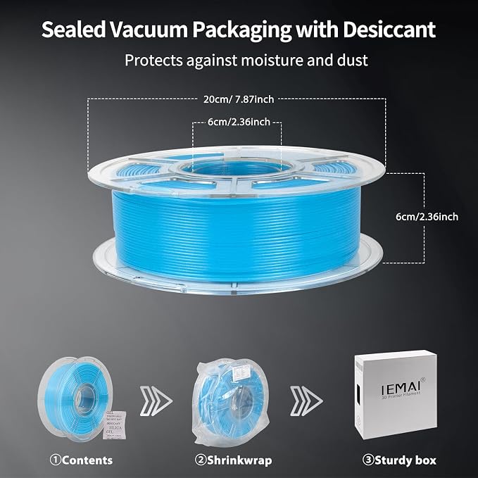 IEMAI Blue Glow in The Dark PETG Filament 1.75mm 1KG, Luminous 3D Printer Filament Long-Lasting Glow & High-Brightness, Neat Wound and Easy Print, Accuracy +/-0.02mm